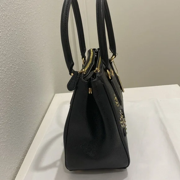 Coach Mini Surrey Carryall Black Heart  Limited Edition Leather Handbag - Picture 12 of 17